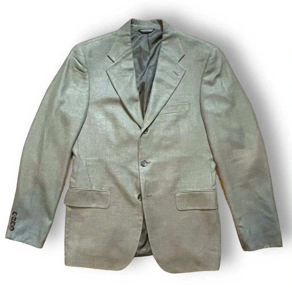 Harold Powell Vintage Blazer Green Silk Wool Blend Academia Size 40 Reg